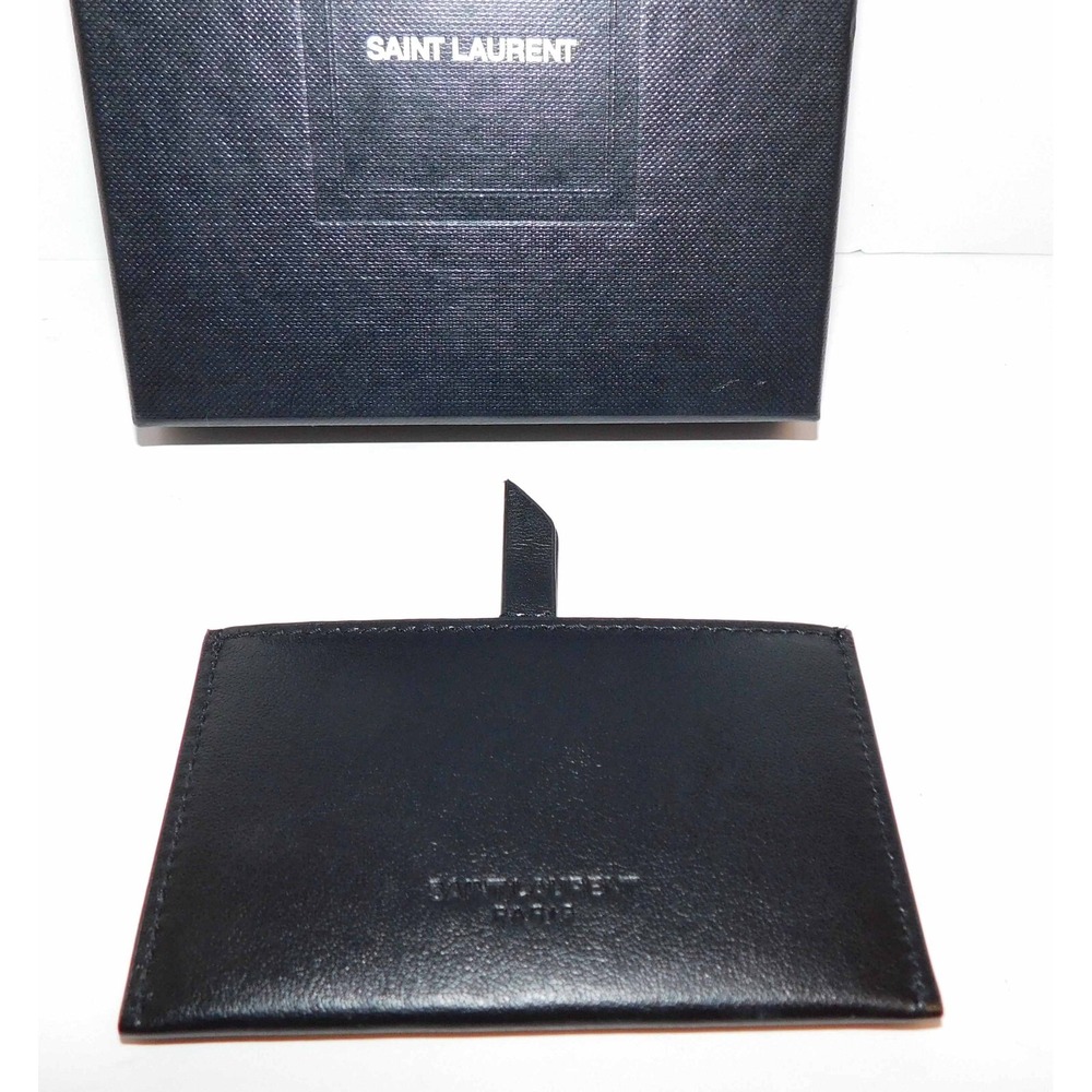 Saint Laurent "For You" YSL Mirror Black Leather Case/Credit Card Holder w/ Box